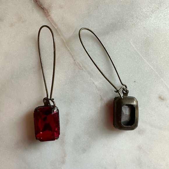 Red Ruby dangles- handmade from Etsy! Faux gem! Must sell! - Picture 4 of 7